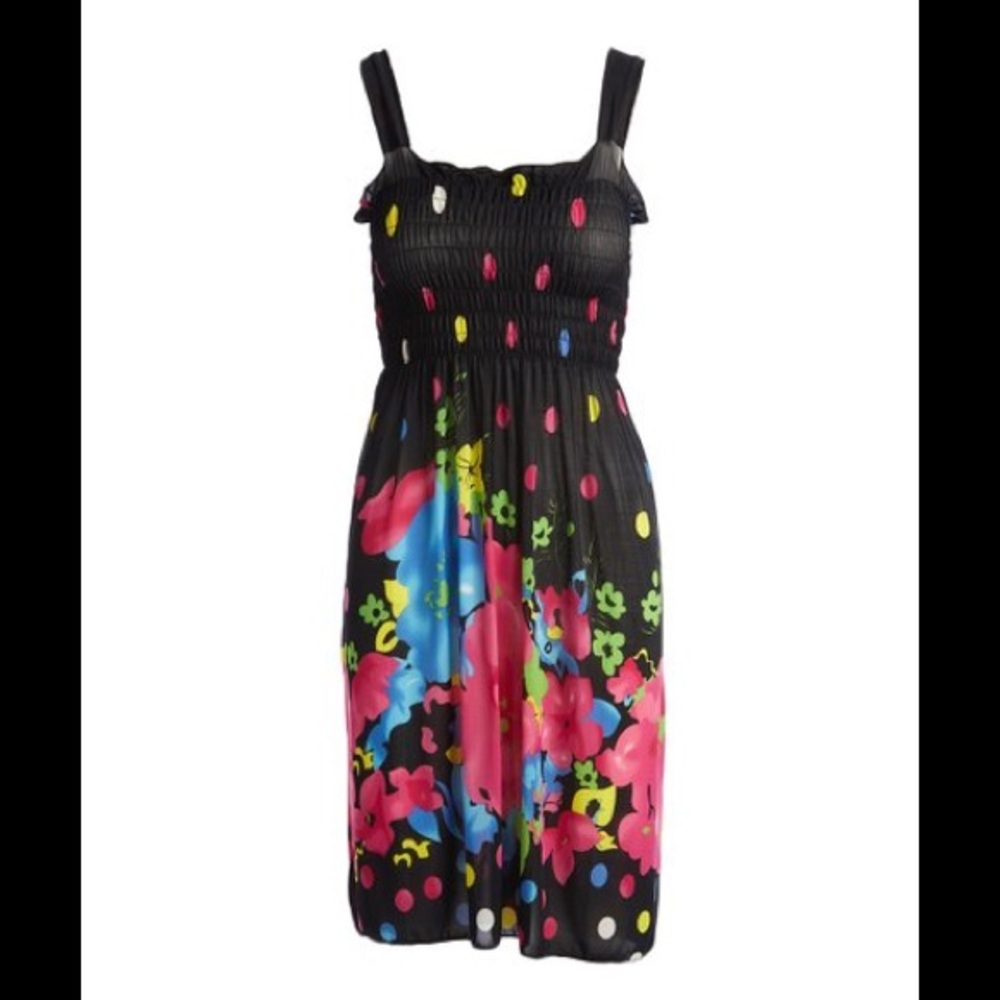 Black and blue floral dress